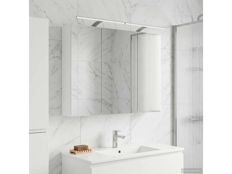  Amoire de salle de bain, meuble de salle de bain avec miroir blanc 100x14.5x70 cm  - Conforama B