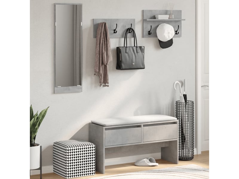  Ensemble de meubles de couloir 4 pcs gris béton bois ingénierie  - Conforama C