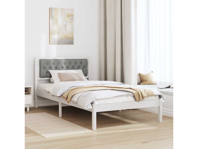  Lit simple- lit adulte -  cadre de lit gris clair 100 x 200 cm pin massif  - Conforama C