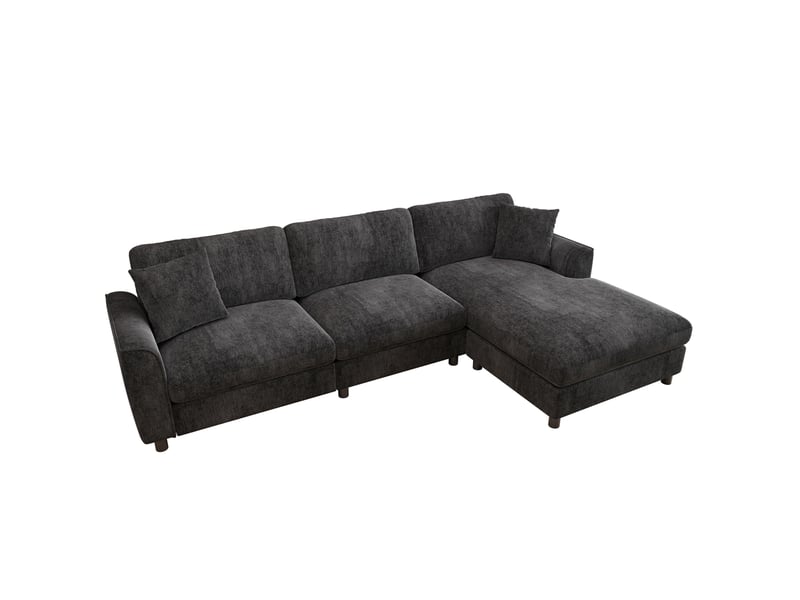  Canapé d'angle 3 places avec méridienne réversible, en chenille gris  - Conforama A