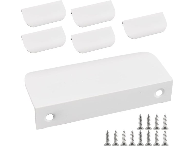  Jeu de 6 poignées incurvées blanches cachées, poignées modernes pour commodes, cuisines et portes avec 12 vis  - Conforama C