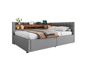 Lit banquette 140x200 cm <strong></strong>  <strong></strong> coloris gris