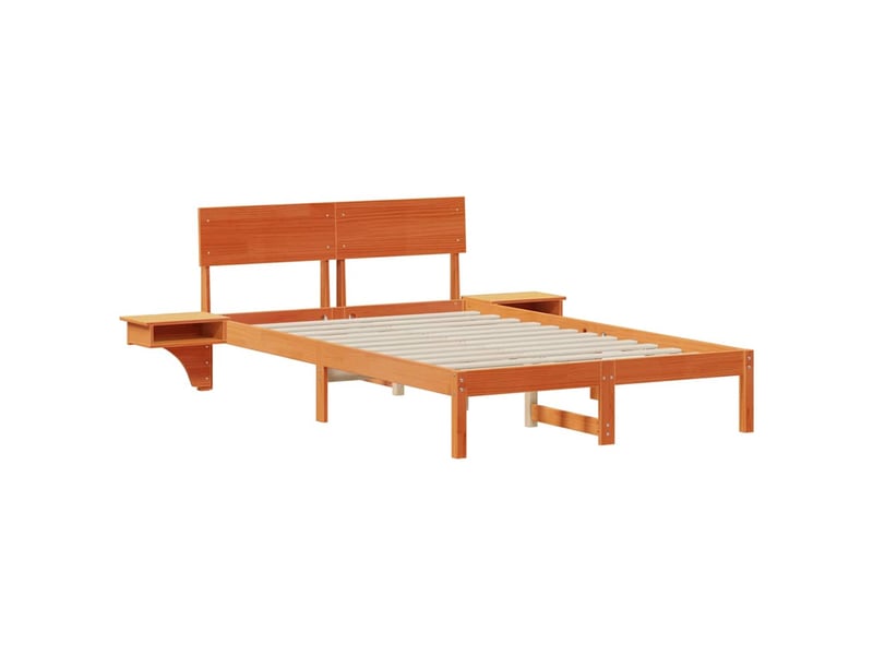  Lit double- lit adulte -  cadre de lit avec tête de lit brun  140 x 200 cm pin massif  - Conforama C