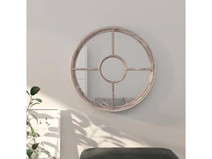 Miroir rond(e) à fixer coloris beige <strong></strong>  <strong></strong> - 60 cm x 60 cm