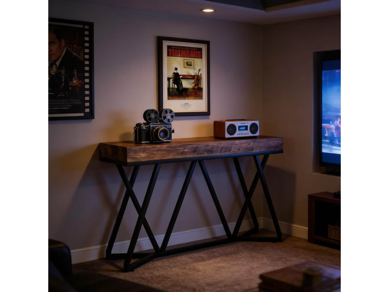 Table basse industrielle 140 cm effet bois et métal evryae - Conforama B