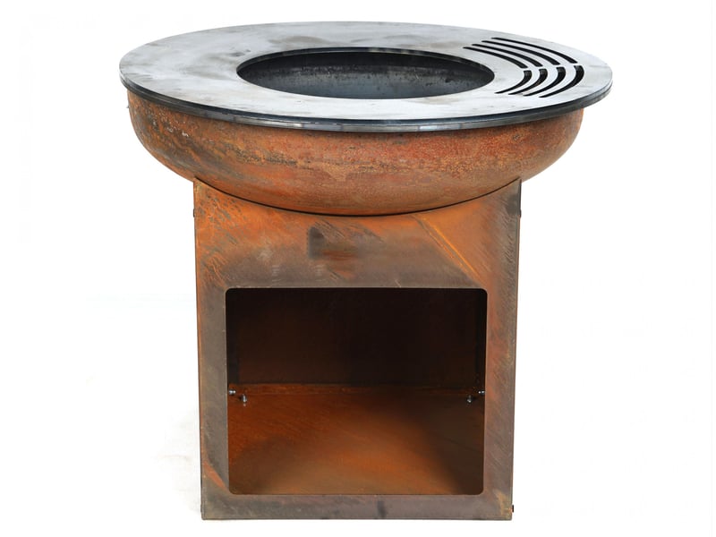  Barbecue rond avec plaque d'acier rond et grill en acier corten EFP58RCO - Conforama C