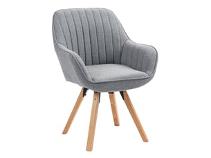 Chaise salle à manger scandinave fauteuil coiffeuse siège pivotant avec accoudoirs rembourré en tissu pieds en bois massif, gris