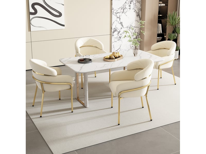  Chaise de salle à manger 54 x 57 x 79 cm – beige – velours, pieds métal et montage facile au quotidien  - Conforama E