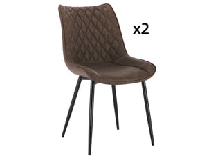 Lot de 2 chaises de salle à manger 46,5×40,5×85,5cm, marron, pu, pieds métal, dossier ergonomique