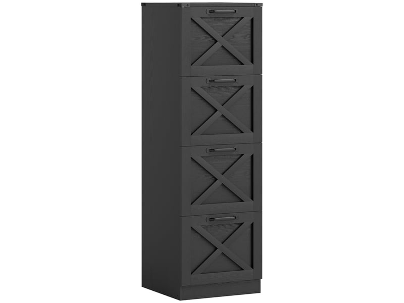  Caisson de bureau avec 4 tiroirs, dossiers suspendus pour formats lettrea4, style rustique, 40x40x131cm, noir  - Conforama B