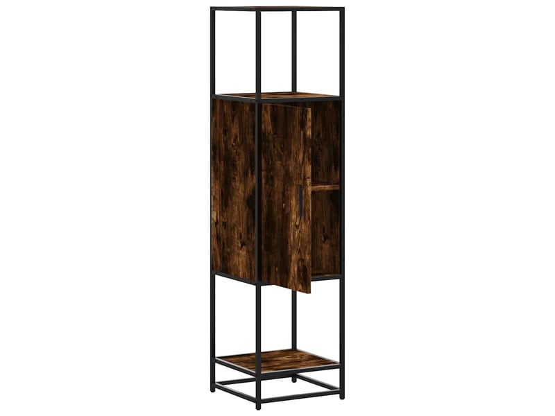  Buffet haut - bahut - meuble de rangement chêne fumé 35,5x35x139 cm bois d'ingénierie métal  - Conforama E