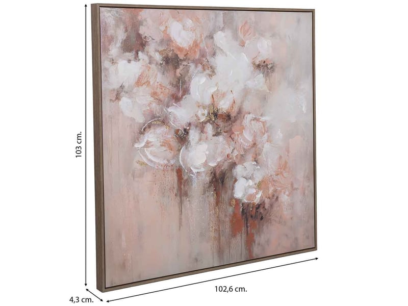  Tableau peint à la main avec cadre en bois rouge 103x4x103h cm  - Conforama C