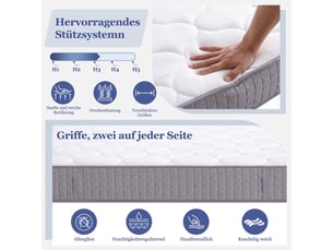 Matelas 160x200 cm SWEIKO Ressorts ensachés + mousse soutien Medium épaisseur 25 cm