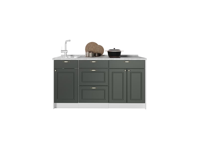 Vicco bloc cuisine, vert or campagneblanc, 150cm plan de travail anthracite - Conforama D