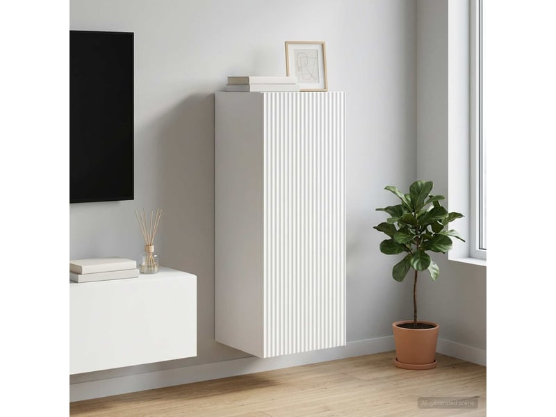 Armoire murale salon, meuble de rangement 33x34,5x90 cm bois d'ingénierie blanc shl1731 - Conforama B