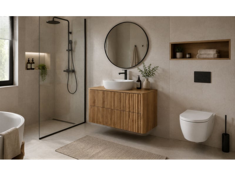  Meuble sous vasque suspendu linea 100 cm chêne craft d'or  - Conforama B