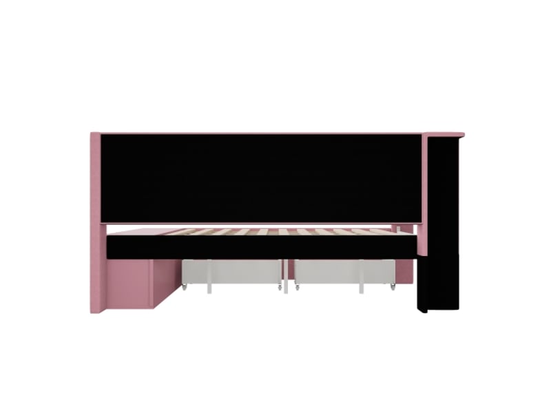  Canapé-lit capitonné rose 90x200 cm - led usb intégré - meuble à chaussures avec 2 tiroirs  - Conforama E