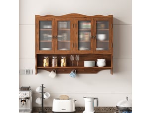 Vitrine coloris marron 3 étagère(s) OKMYHOME  - 100 cmx80 cm