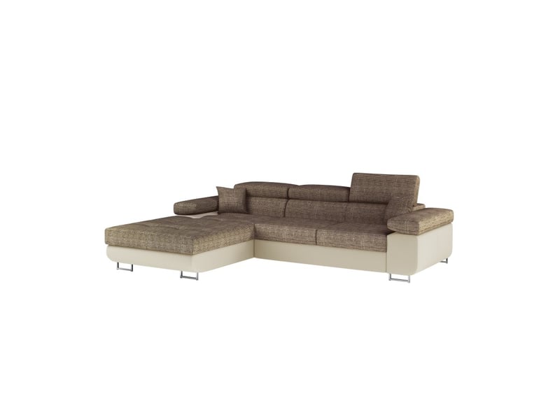  Canapé d'angle convertible amanda beige et crème en tissu grosse maille  - Conforama E