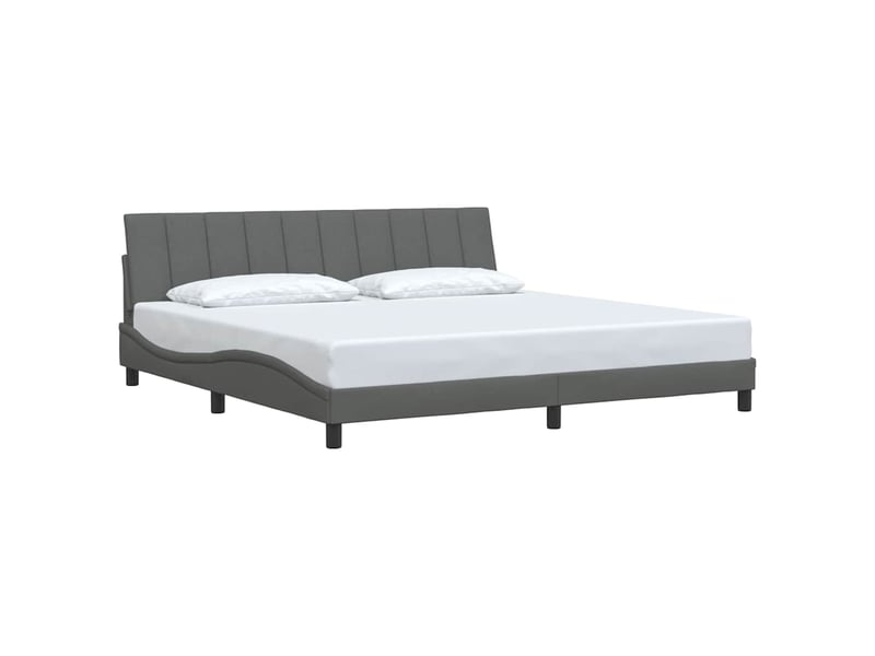  Lit double- lit adulte -  cadre de lit sans matelas hanko gris foncé 200x200 cm tissu  - Conforama B