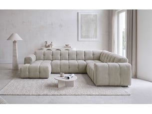 Canapé d'angle droit fixe MIUFORM Picco 8 places Tissu Beige