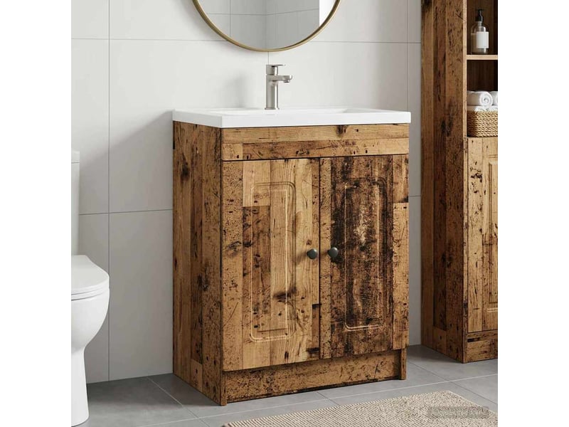  Armoire sous évier de salle de bain, meuble de rangement bois ancien shl5660  - Conforama B
