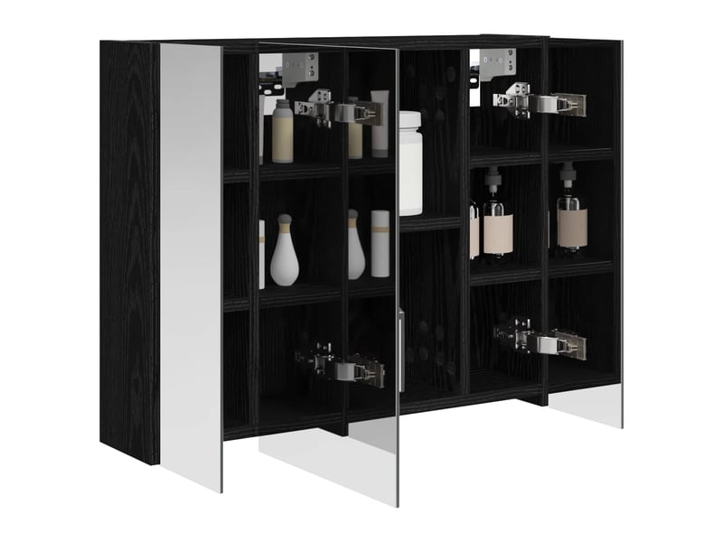  Amoire de salle de bain, meuble de salle de bain avec miroir chêne noir shl4851  - Conforama C