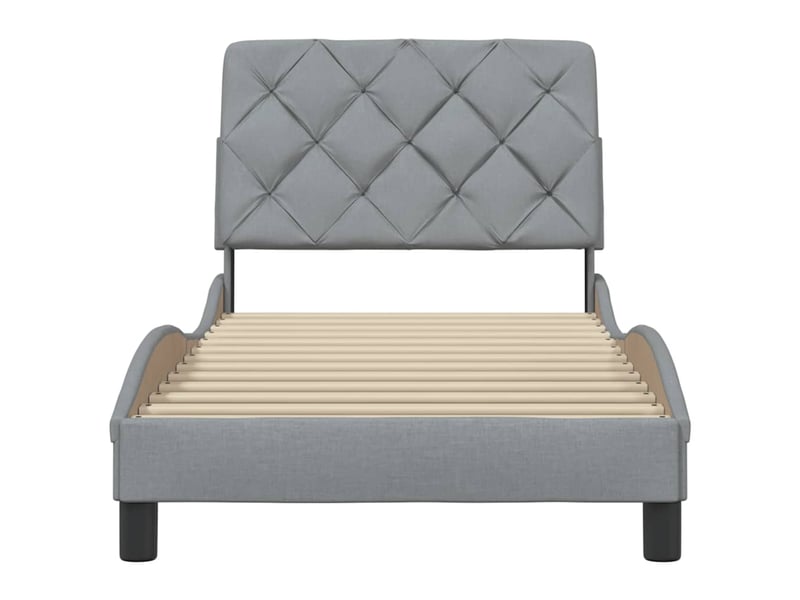  Lit simple- lit adulte -  cadre de lit sans matelas gris clair 90x190 cm tissu  - Conforama D
