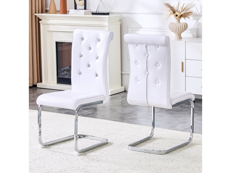 Chaises de salle à manger,57x41x101,5 cm,lot de 2,pvc et métal chromé,blanc - Conforama B
