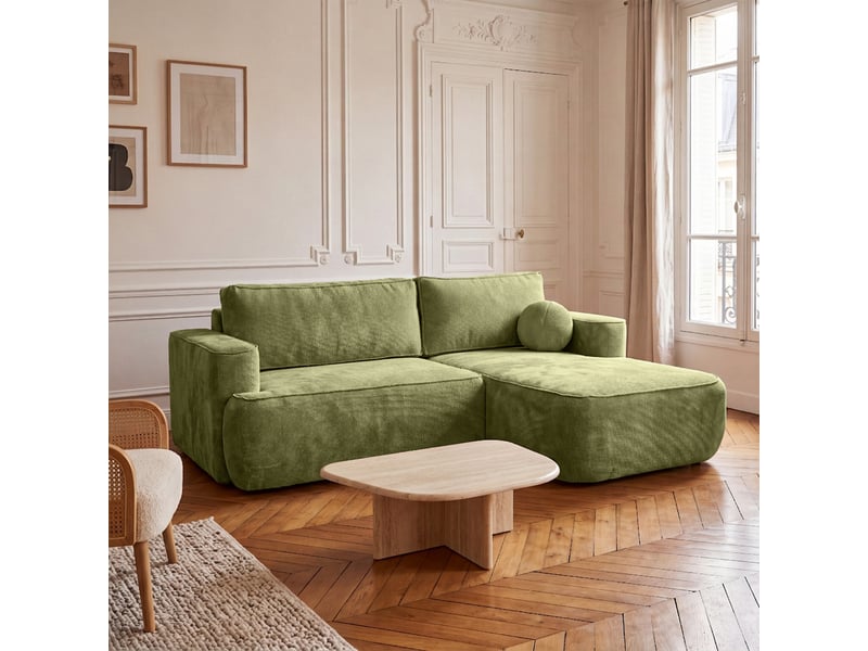  Canapé d'angle moon mini avec fonction couchage, tissu flow, droite, vert (12)  - Conforama B