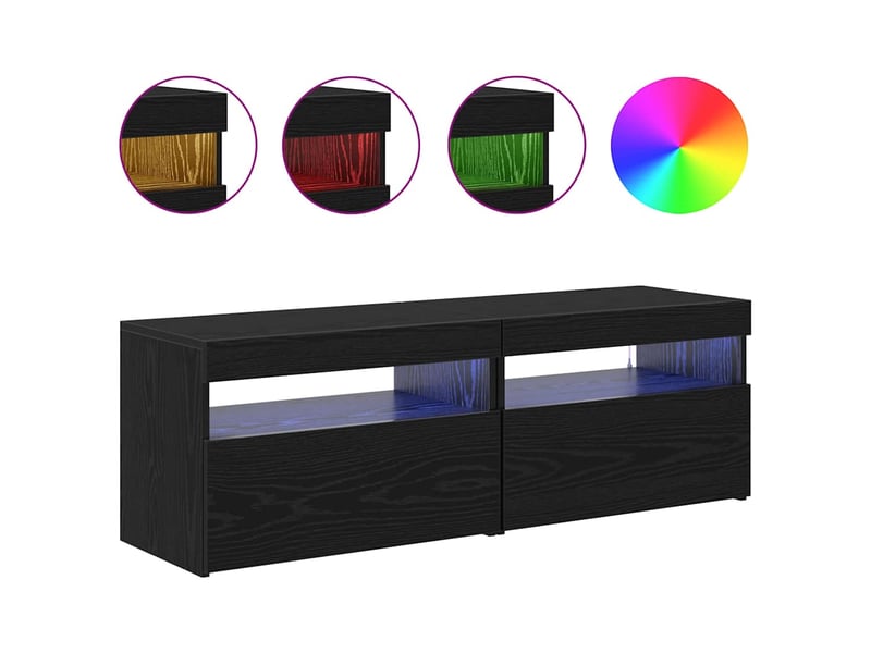  Meuble tv - banc tv - meuble de rangement 2 pcs chêne noir bois d'ingénierie  - Conforama D