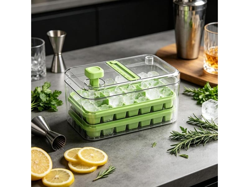  Bac à glaçons avec couvercle, bleu, à pression, facile à démouler, convient pour la maison et la cuisine, livré avec un grattoir à glace ZYS02528LHY - Conforama D