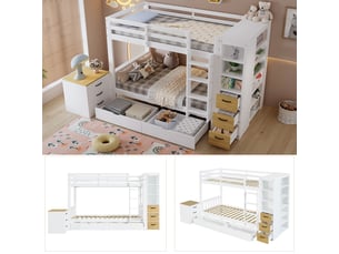 Lit superposé 90x200 cm PHOEBE CAT coloris blanc