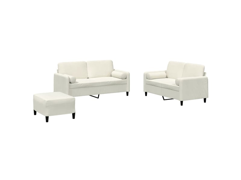  Vidaxl ensemble de canapés 3 pcs avec coussins crème velours  - Conforama D