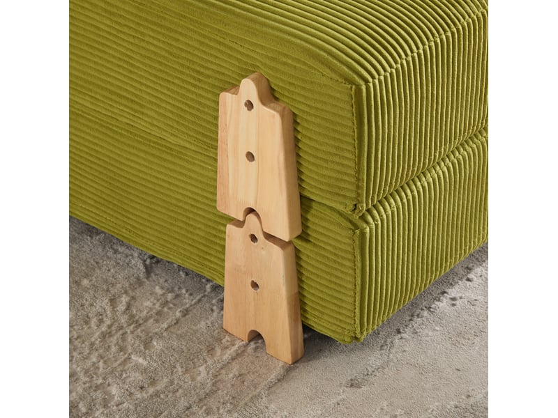 Fauteuil convertible 90*86*84cm en velours côtelé, couchage déplié, vert olive chicfurn - Conforama E