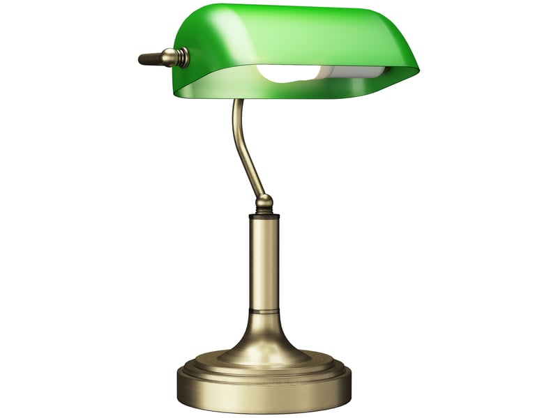  Lampe de bureau e27 de style banquier avec abat-jour réglable et interrupteur à bascule pour la maison, le bureau ou la bibliothèque - verte  - Conforama A