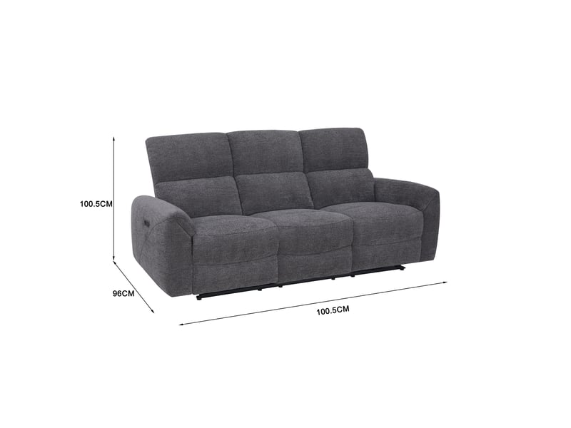  Canape droit relax électrique gris 3 pla  - Conforama H