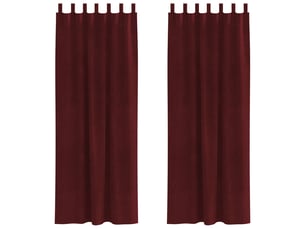 Lot de 2 rideaux, rideaux de fenêtre bordeaux 140 x 225 cm velours cf44006