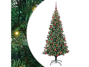 Sapin de noël artificiel, arbre de noël pré-éclairé vert 180 cm pvc et métal shl298