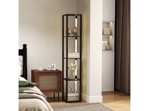 Lampadaire avec étagères 4 niveaux dimmable led variateur d'intensité interrupteur à pied pour salon chambre bureau noir