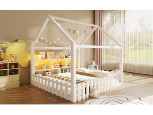 Lit cabane 140x190 cm   Morn Vibe coloris blanc