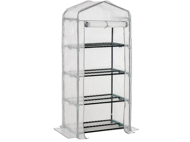  Mini-serre 70x50x160 cm avec 4 niveaux blanche  - Conforama A