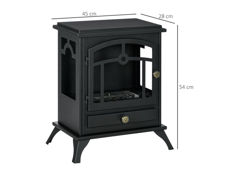  Cheminée bioéthanol sur pied, brûleur 1,2 l, environ 3 h de durée de combustion dim. 45l x 28l x 54h cm acier noir  - Conforama C