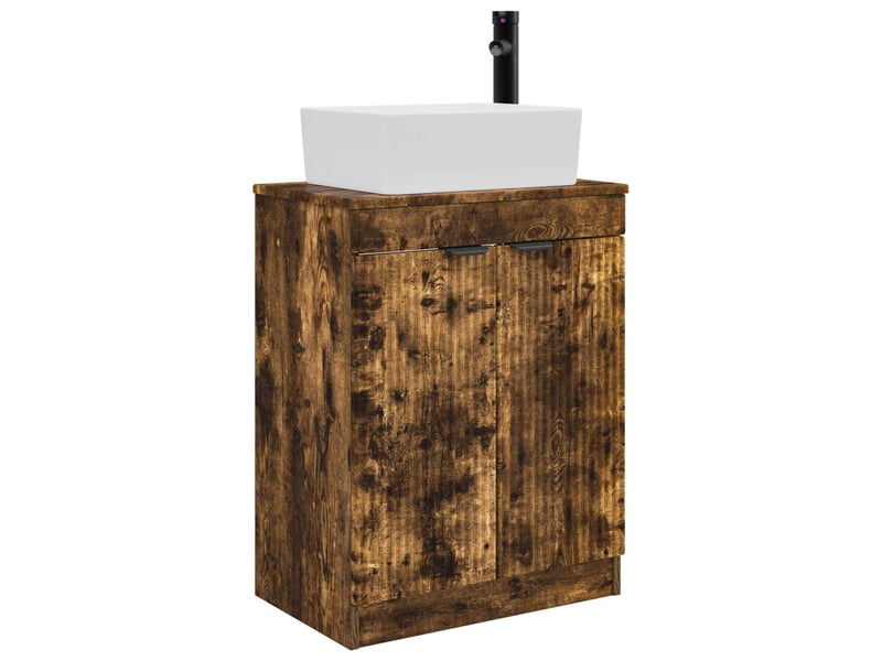  Meuble de salle de bain avec évier chêne fumé 54x35x83 cm shl5185  - Conforama A