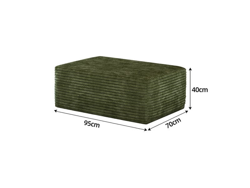  Pouf en velours côtelé vert repose-pieds modulaire pour salon 70x95x40 cm  - Conforama C