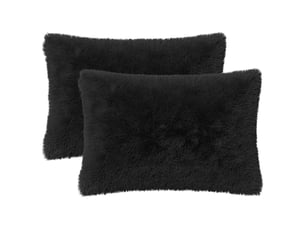 Lot de 2 coussins avec oreiller, coussins décoratifs heerlen noir fleece pv cf50515