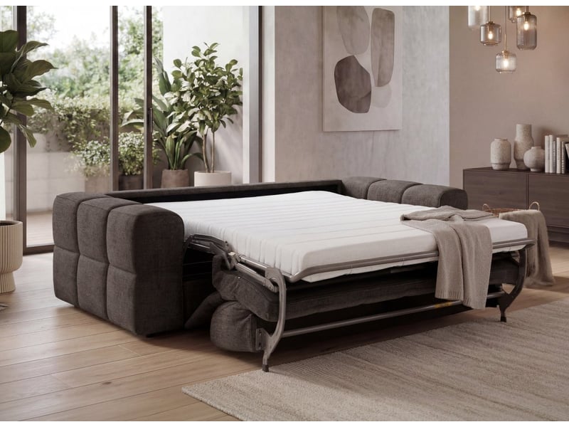  Canapé convertible express 3 places en velours texturé marron basile KF9067D-3-MARR - Conforama C