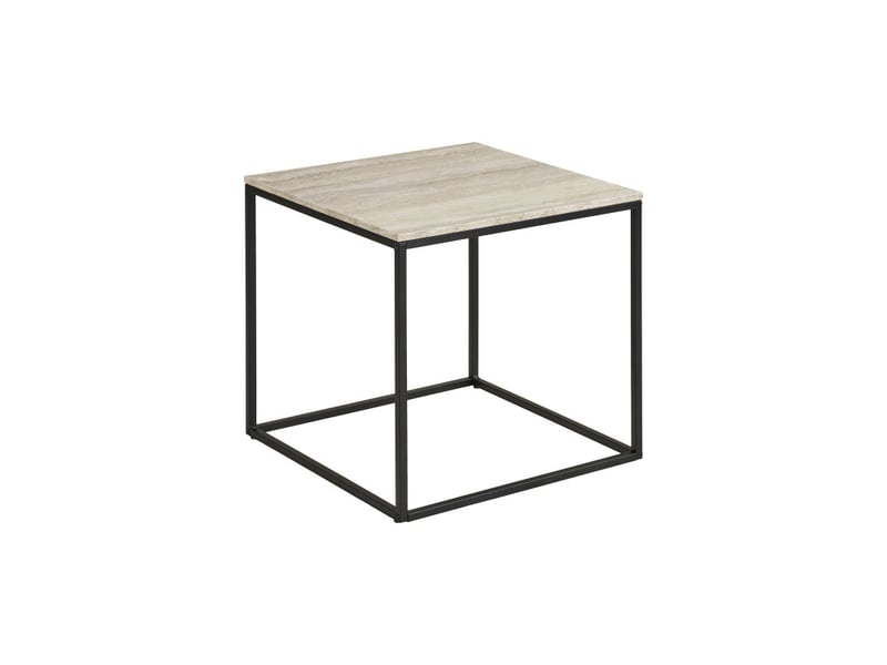 Chic-table d'appoint décor travertin et métal 45x45 cm  - Conforama A