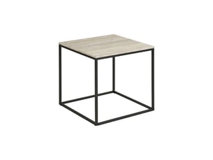 Chic-table d'appoint décor travertin et métal 45x45 cm