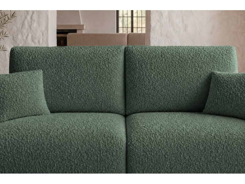  Elio mini - canapé droit convertible tissu bouclette 2 places vert  - Conforama E